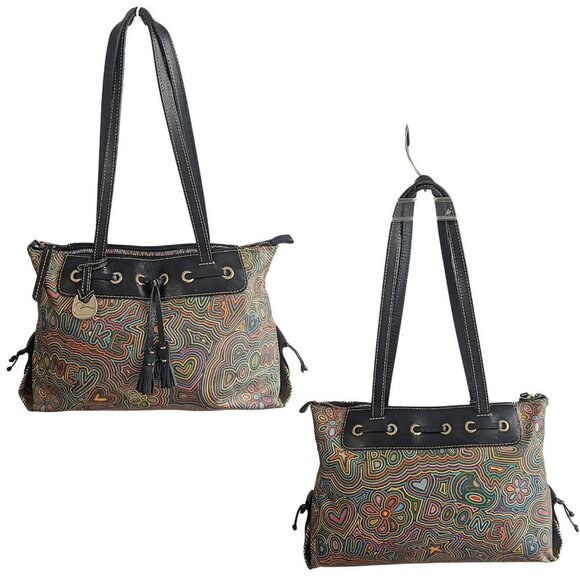 Vintage Y2K Dooney & Bourke Rainbow Graffiti Matching Set - Bag Wallet Checkbook - Picture 3 of 10